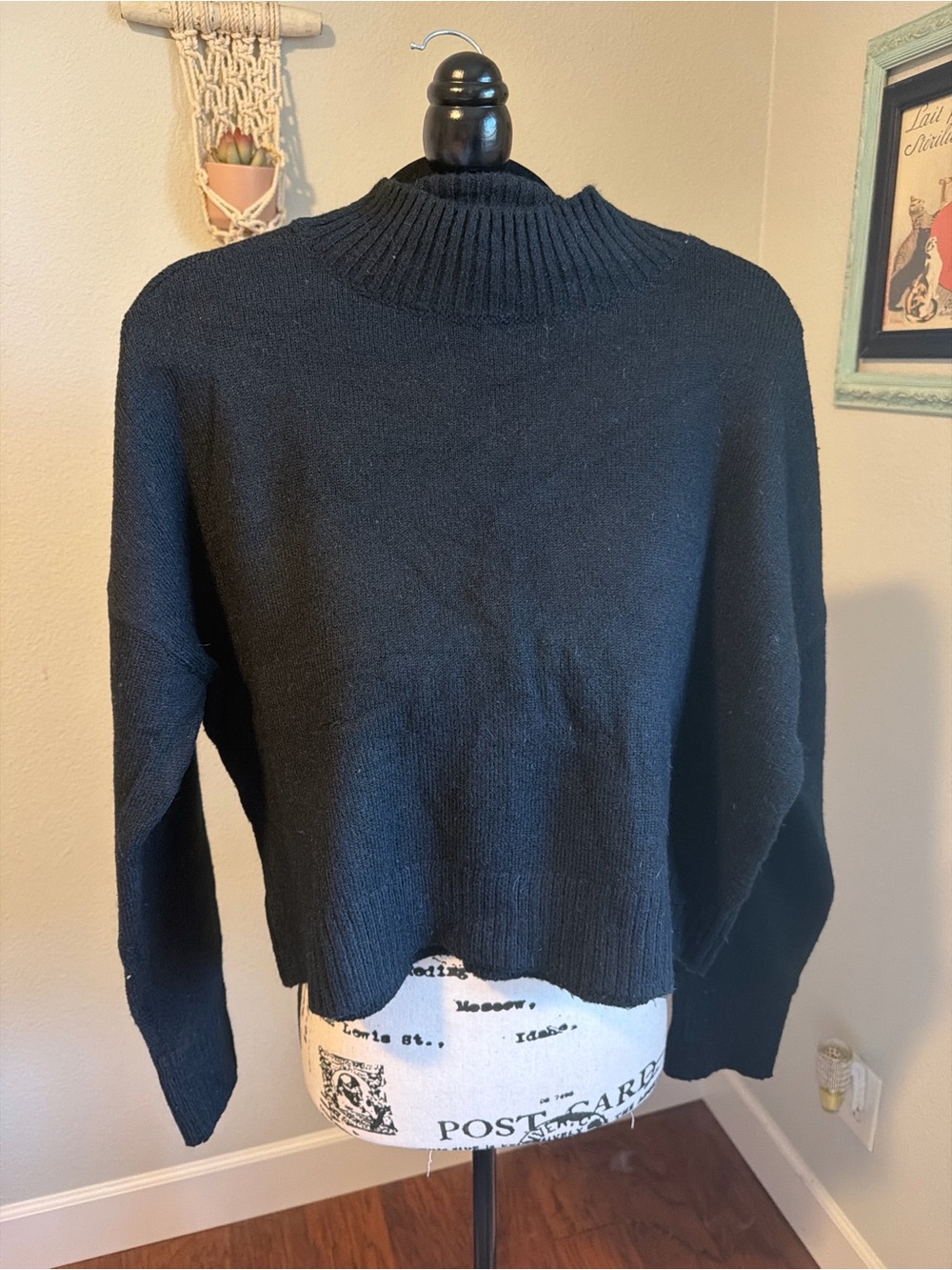 Women's Black Mock-Turtleneck Cozy Knit Sweater